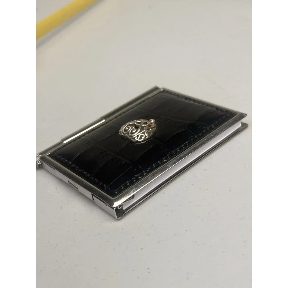 Brighton Black Croc Embossed Notepad Memo Holder Heart Pen Desk Accessory